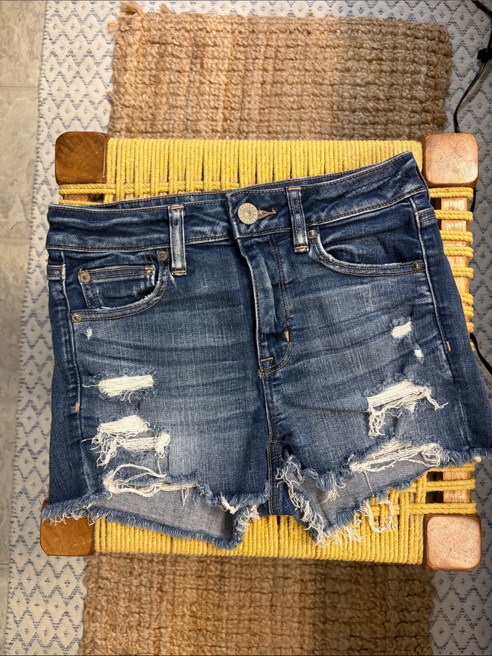 American Eagle Outfitters Distressed Blue Denim Cutoff Shorts
